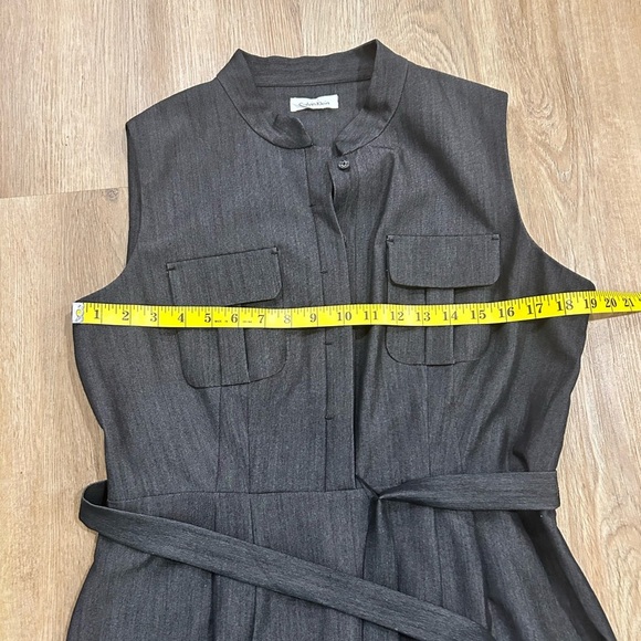 Calvin Klein woman’s sleeveless button front belted denim dress size 10 - Picture 10 of 11